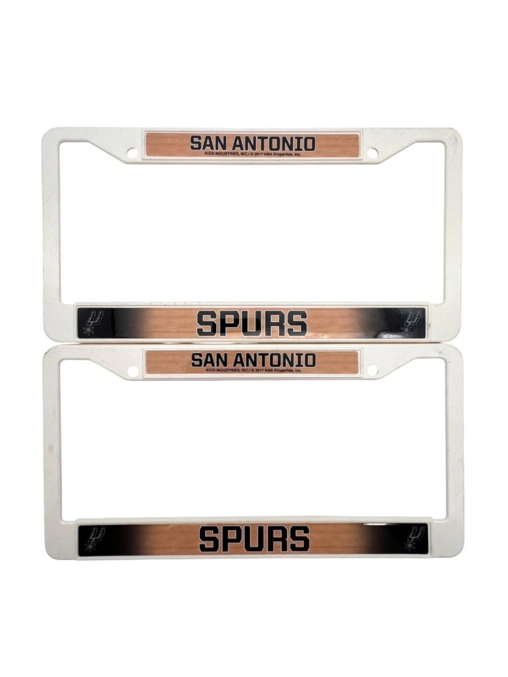 San Antonio Spurs NBA License Plate Frames Set Of 2 By Rico 2017 White Plastic